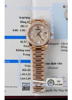 Rolex Datejust Super Clone Mossanites Butterfly Dial 31MM Rose Gold Watch 
