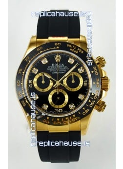 Rolex Daytona Super Clone 116518 Yellow Gold Black Dial Original Cal.4130 Movement