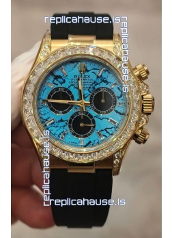 Rolex Daytona Super Clone 126518LN Yellow Gold Turquoise Dial Original Cal.4131 Movement