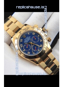 Rolex Daytona Japanese Movement Gold Casing Replica Watch in Blue Dial 