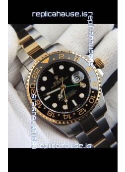 Rolex GMT Masters II Japanese Movement Replica Watch in Two Tone Black Dial