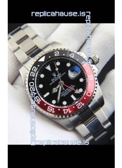 Rolex GMT Masters II Japanese Movement Replica Watch Steel Case Black Dial