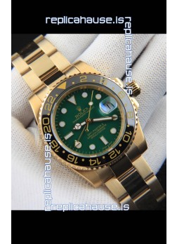 Rolex GMT Masters II Rose Gold Plating Japanese Replica Watch Green Dial