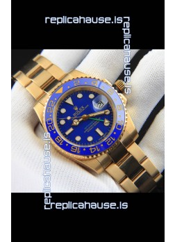 Rolex GMT Masters II Rose Gold Plating Japanese Replica Watch Blue Dial