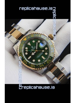 Rolex GMT Masters II 2 Tone Rose Gold Plating Japanese Replica Watch Green Dial