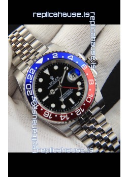 Rolex GMT Masters II Japanese Movement Replica Watch Steel Case Black Dial