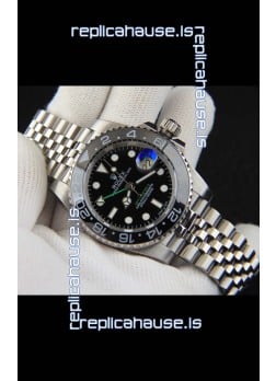 Rolex GMT Masters II Japanese Movement Replica Watch Steel Case Black Dial