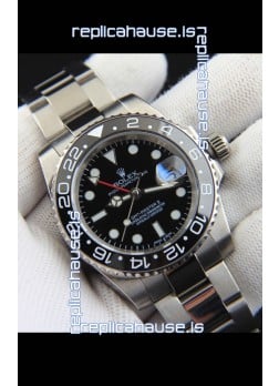 Rolex GMT Masters II Japanese Movement Replica Watch Steel Case Black Dial