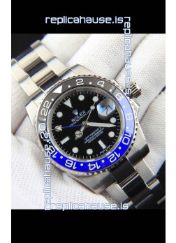 Rolex GMT Masters II Japanese Movement Replica Watch Steel Case Black Dial