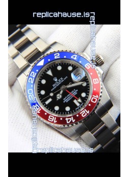 Rolex GMT Masters II Japanese Movement Replica Watch Steel Case Black Dial