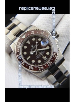 Rolex GMT Masters II Japanese Movement Replica Watch Steel Case Black Dial