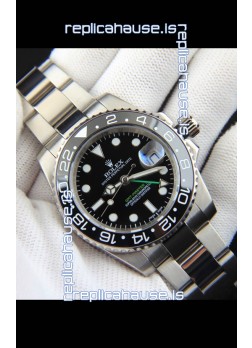 Rolex GMT Masters II Japanese Movement Replica Watch Steel Case Black Dial