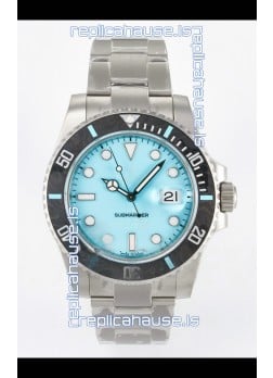 Rolex Submariner DiW Sandblasted Steel Casing Carbon Fiber Bezel Watch Tiffany Blue Dial