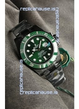 Rolex Submariner Blaken DLC Coated Swiss Replica Watch in Green Dial