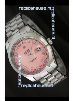 Rolex Day Date Swiss Replica Steel Watch in Champagne Dial