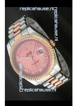 Rolex Oyster Perpetual Day Date II Swiss Replica Watch in Pink Dial