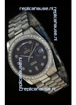 Rolex Day Date Just swiss Replica Watch in Printed Purple Dial