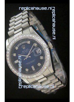 Rolex Day Date Just swiss Replica Watch in Dark Blue Dial