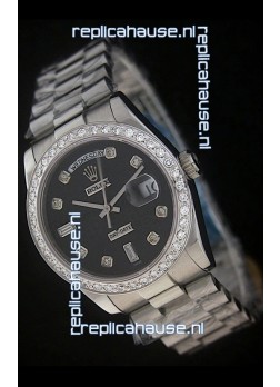 Rolex Day Date Just swiss Replica Watch in Black Dial