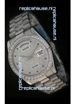 Rolex Day Date Just swiss Replica Watch in Full Diamonds Dial 