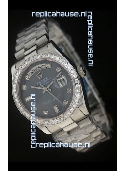 Rolex Day Date Just swiss Replica Watch in Black Dial 