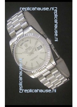 Rolex Day Date Just swiss Replica Silver White Watch 