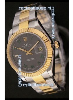 Rolex Day Date Just swiss Replica Two Tone Gold Watch in Grey Dial