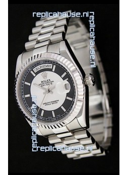 Rolex Day Date Just swiss Replica Watch in Black & White Dial