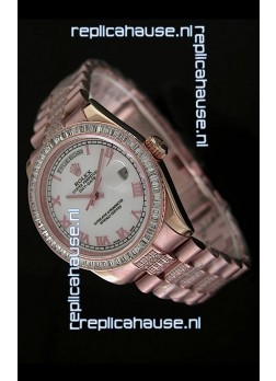Rolex Oyster Perpetual Day Date Swiss Rose Gold Automatic Watch in Roman Markers