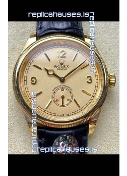Rolex 1908 Perpetual in Yellow Gold Casing Gold Dial Swiss Replica Watch 