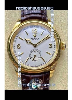 Rolex 1908 Perpetual in Yellow Gold Casing White Dial Swiss Replica Watch 