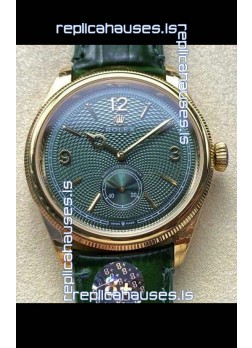 Rolex 1908 Perpetual in Yellow Gold Casing Green Dial Swiss Replica Watch 