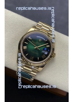 Rolex Day Date 228238 Yellow Gold Green Ombre Super Clone Watch 