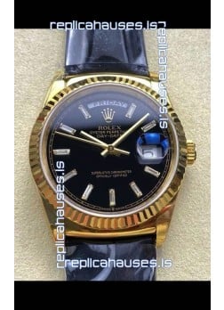 Rolex Day Date 128238 Yellow Gold Black Crystal Dial Super Clone Watch 