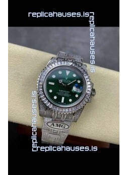 Rolex Submariner 116610 Iced Out Edition 19 Green Dial Swiss Replica Watch 