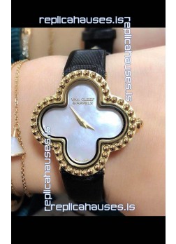 Van Cleef & Arpels Alhambra Yellow Gold Pearl Dial Watch 